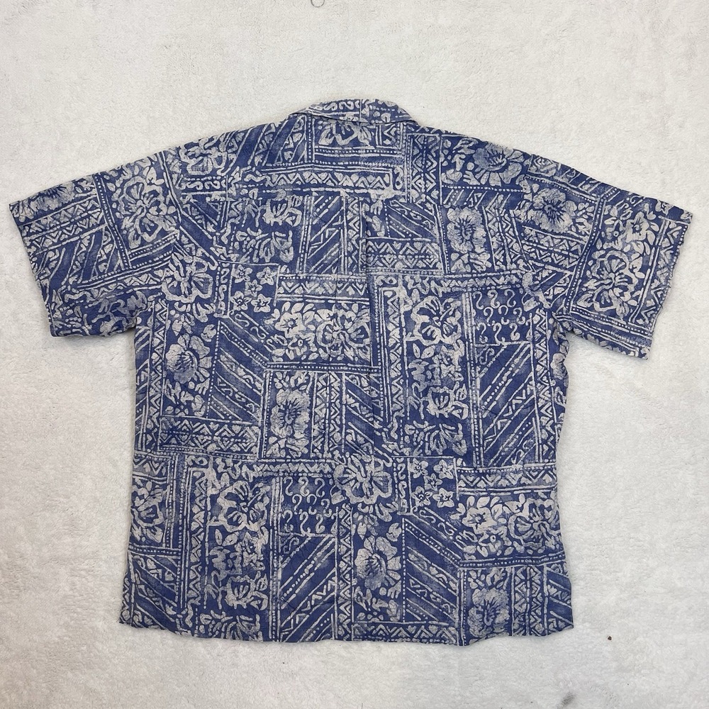 Cooke Street Honolulu Mens SS Button Shirt Size XL Hibiscus Blue‎ Cream - Picture 6 of 6